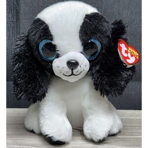 Ty Beanie Boos Sissy the Black & White Spaniel‎ Puppy Dog  6" NWT